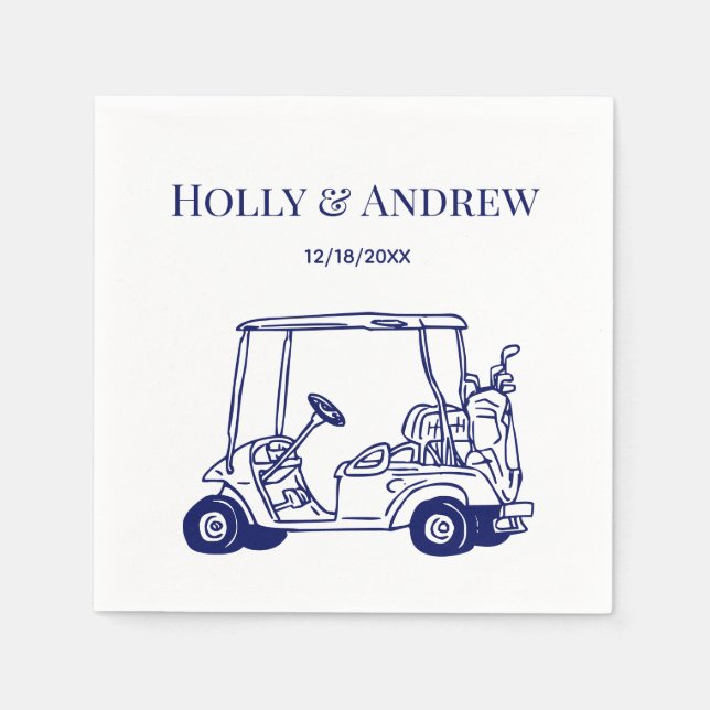 Golf Cart Golf Bag Golf Clubs Wedding DIY Colours Napkin (Front)