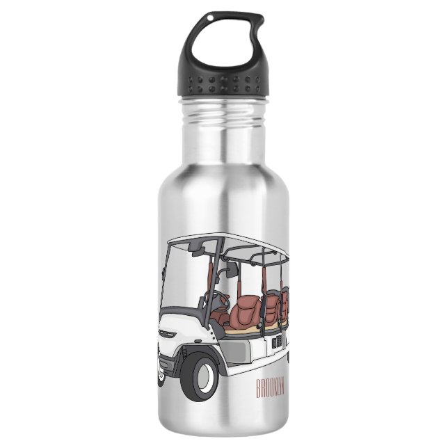 Golf cart / golf buggy cartoon illustration 532 ml water bottle (Front)