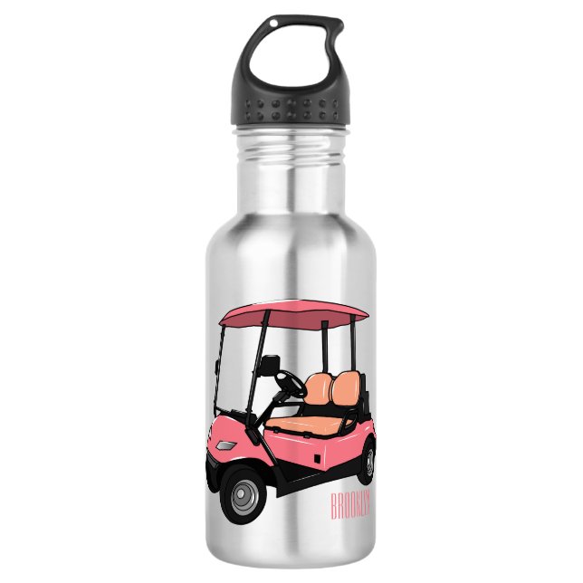 Golf cart / golf buggy cartoon illustration 532 ml water bottle (Front)