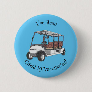 Golf cart / golf buggy cartoon illustration 6 cm round badge