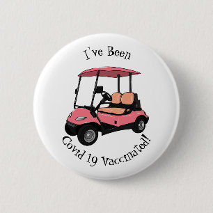 Golf cart / golf buggy cartoon illustration 6 cm round badge