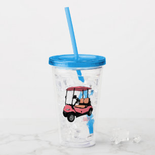 Golf cart / golf buggy cartoon illustration acrylic tumbler