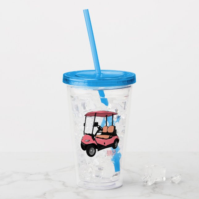 Golf cart / golf buggy cartoon illustration acrylic tumbler (Front Ice)