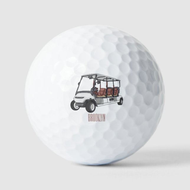 Golf cart / golf buggy cartoon illustration  balls (Front)