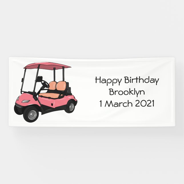 Golf cart / golf buggy cartoon illustration banner (Horizontal)