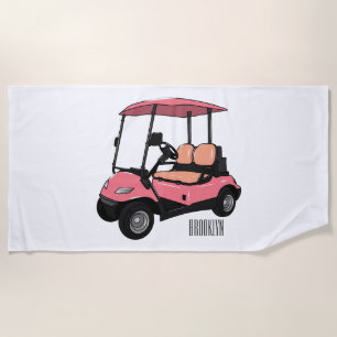 Golf cart / golf buggy cartoon illustration beach towel