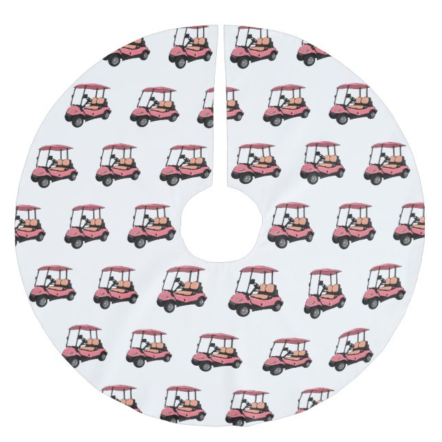 Golf cart / golf buggy cartoon illustration brushed polyester tree skirt (Front)