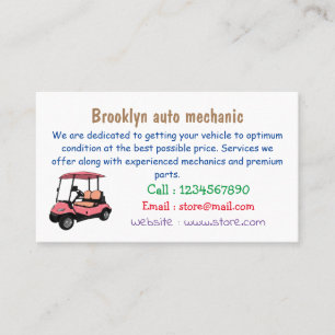 Golf cart / golf buggy cartoon illustration business card