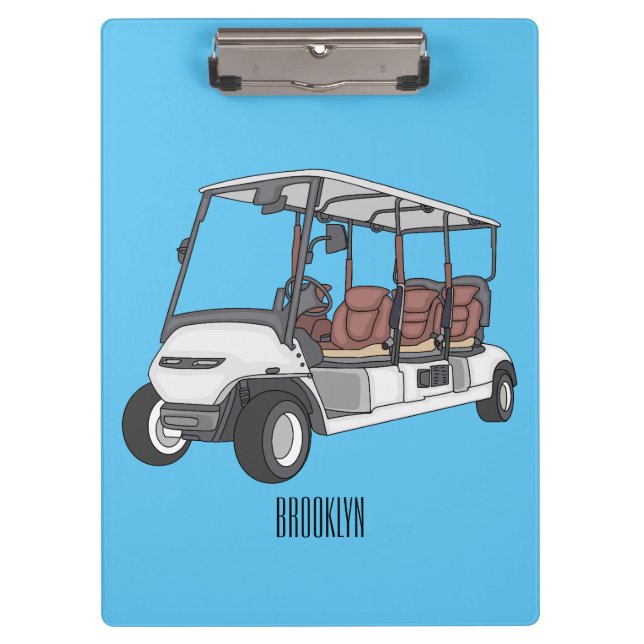 Golf cart / golf buggy cartoon illustration clipboard (Front)