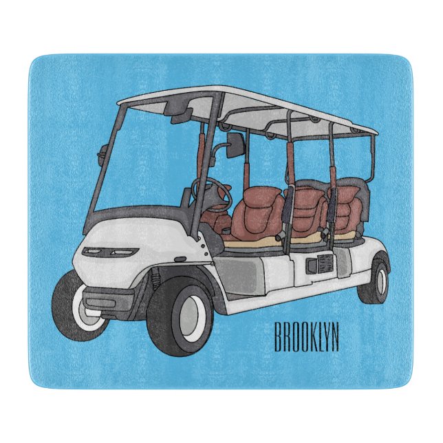 Golf cart / golf buggy cartoon illustration  cutting board (Front)