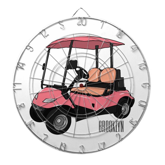 Golf cart / golf buggy cartoon illustration dartboard (Front)