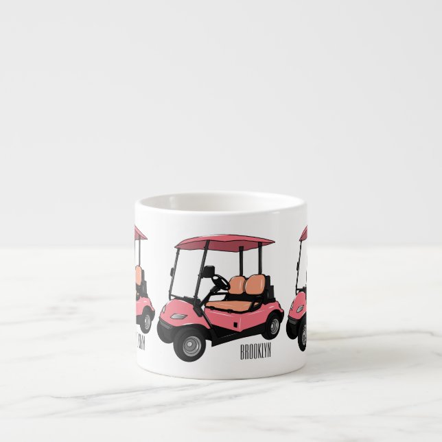 Golf cart / golf buggy cartoon illustration espresso cup (Front)