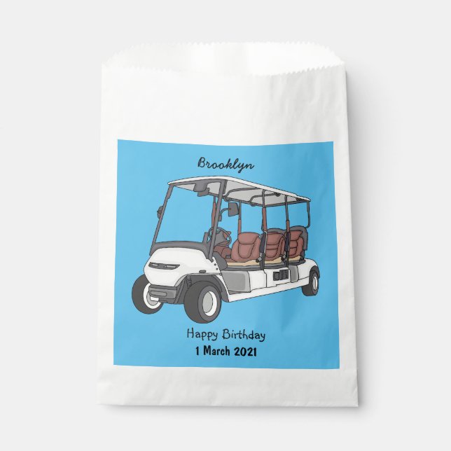 Golf cart / golf buggy cartoon illustration  favour bags (Front)