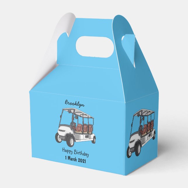 Golf cart / golf buggy cartoon illustration favour box (Front Side)
