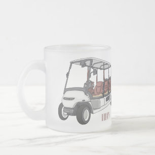 Golf cart / golf buggy cartoon illustration frosted glass coffee mug