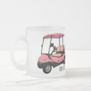 Golf cart / golf buggy cartoon illustration frosted glass coffee mug