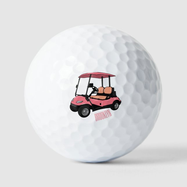 Golf cart / golf buggy cartoon illustration golf balls (Front)