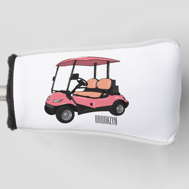 Golf cart / golf buggy cartoon illustration golf head cover (Front)