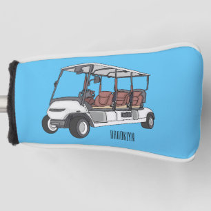 Golf cart / golf buggy cartoon illustration golf head cover