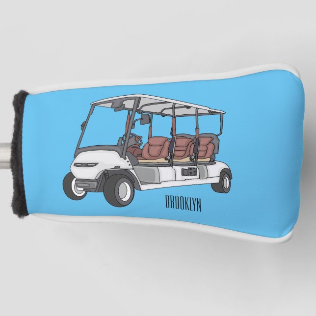 Golf cart / golf buggy cartoon illustration golf head cover (Front)