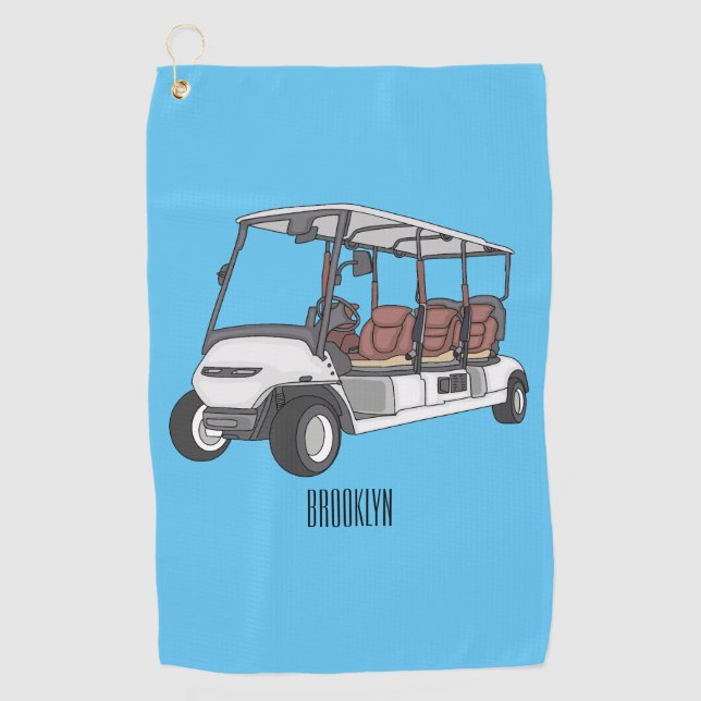 Golf cart / golf buggy cartoon illustration golf towel (Front)