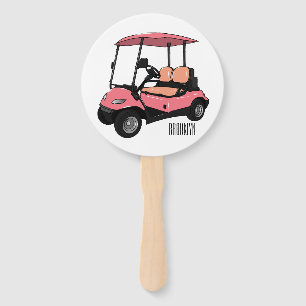 Golf cart / golf buggy cartoon illustration hand fan