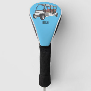 Golf cart / golf buggy cartoon illustration  head cover
