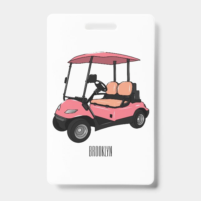 Golf cart / golf buggy cartoon illustration ID badge (Front)