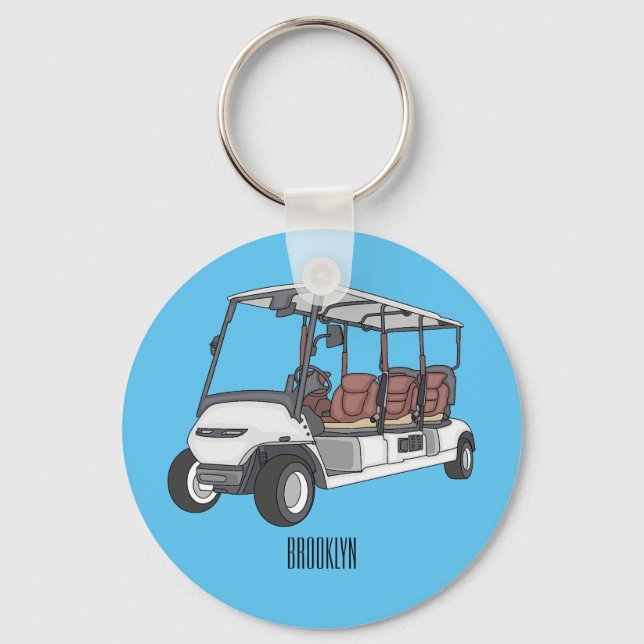 Golf cart / golf buggy cartoon illustration  key ring (Front)