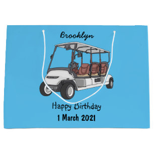 Golf cart / golf buggy cartoon illustration large gift bag