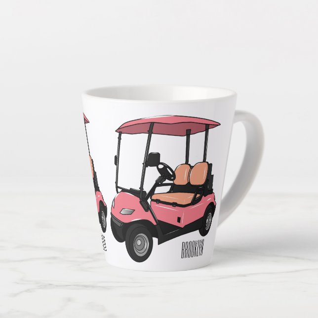 Golf cart / golf buggy cartoon illustration latte mug (Right Angle)