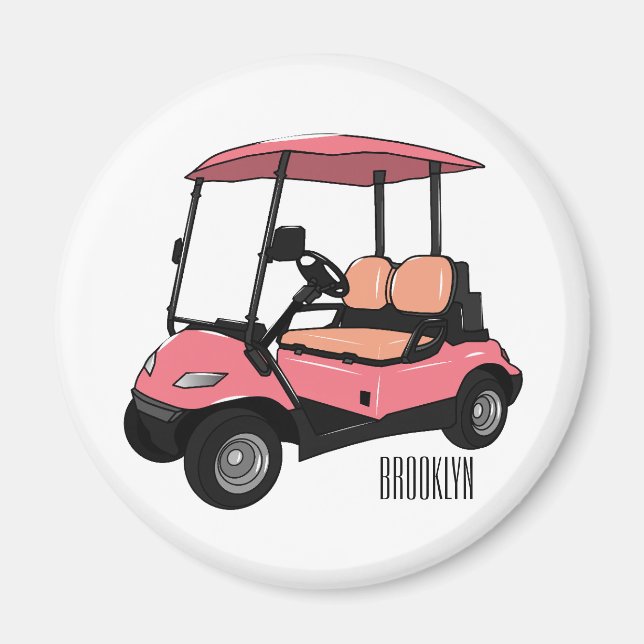 Golf cart / golf buggy cartoon illustration magnet (Front)