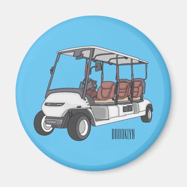 Golf cart / golf buggy cartoon illustration  magnet (Front)