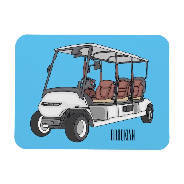 Golf cart / golf buggy cartoon illustration  magnet (Horizontal)