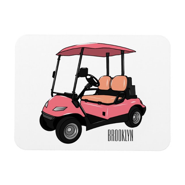 Golf cart / golf buggy cartoon illustration magnet (Horizontal)