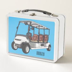 Golf cart / golf buggy cartoon illustration  metal lunch box
