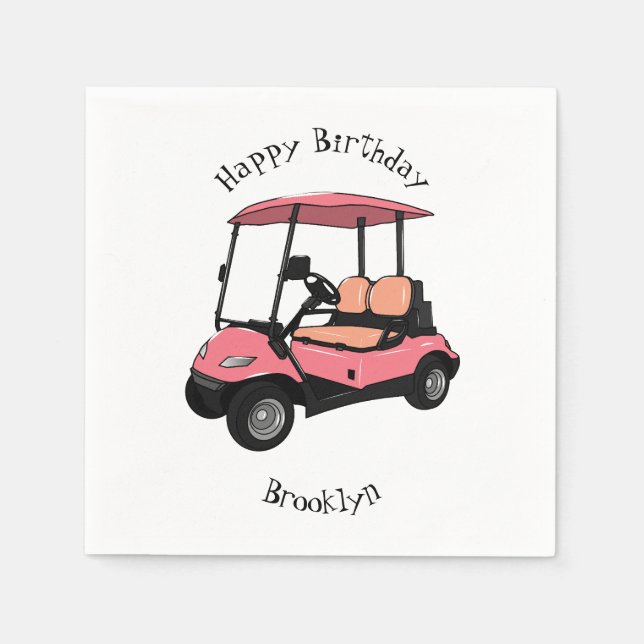 Golf cart / golf buggy cartoon illustration napkin (Front)