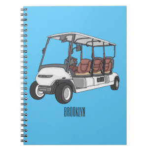 Golf cart / golf buggy cartoon illustration notebook