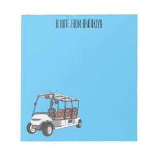 Golf cart / golf buggy cartoon illustration notepad