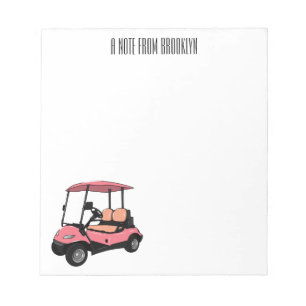Golf cart / golf buggy cartoon illustration notepad