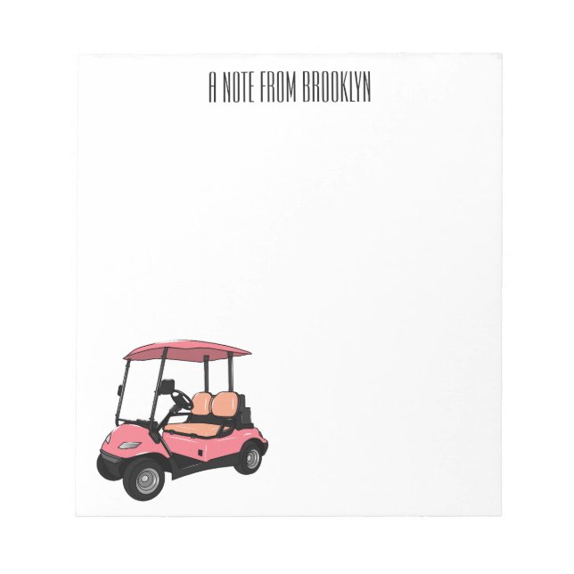 Golf cart / golf buggy cartoon illustration notepad (Front)