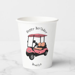 Golf cart / golf buggy cartoon illustration paper cups