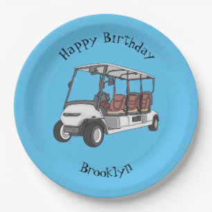 Golf cart / golf buggy cartoon illustration  paper plate