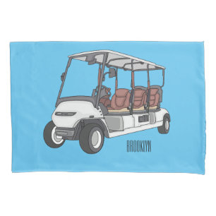Golf cart / golf buggy cartoon illustration pillowcase