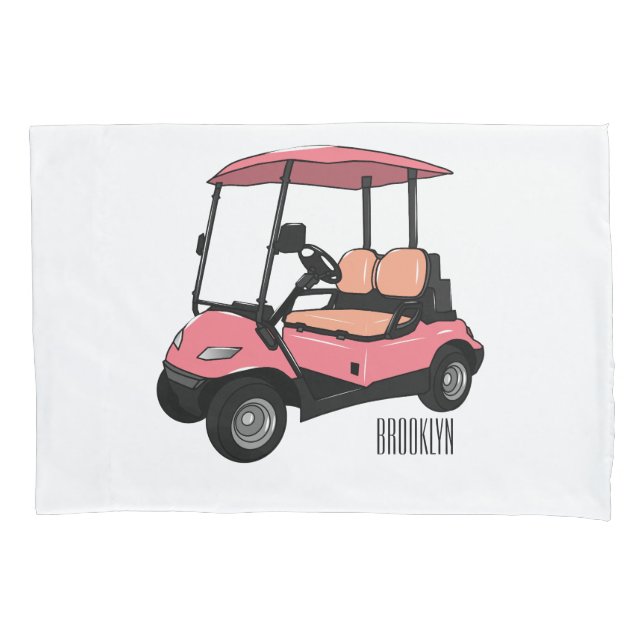 Golf cart / golf buggy cartoon illustration pillowcase (Front)