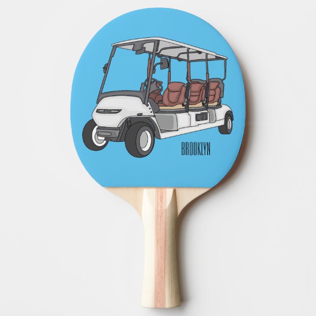 Golf cart / golf buggy cartoon illustration ping pong paddle (Front)