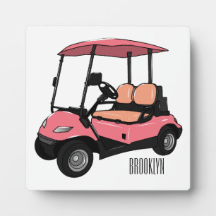 Golf cart / golf buggy cartoon illustration plaque