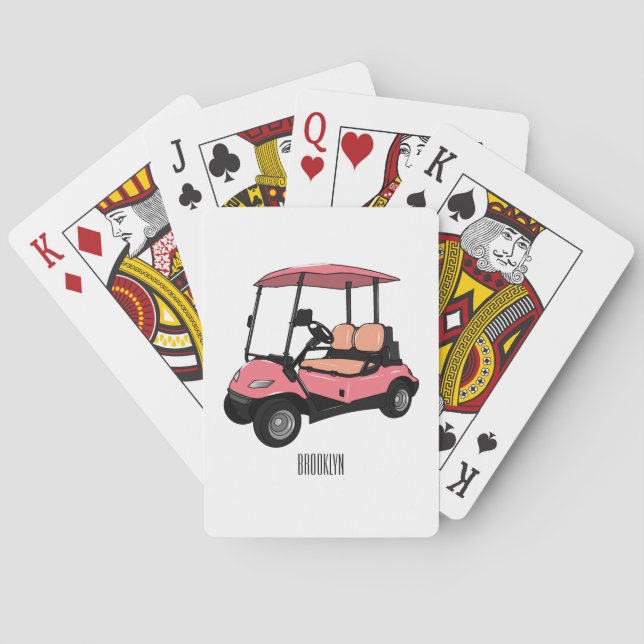 Golf cart / golf buggy cartoon illustration playing cards (Back)