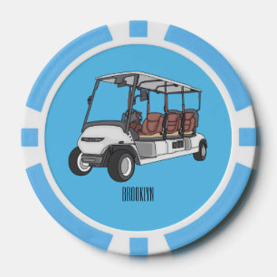 Golf cart / golf buggy cartoon illustration poker chips