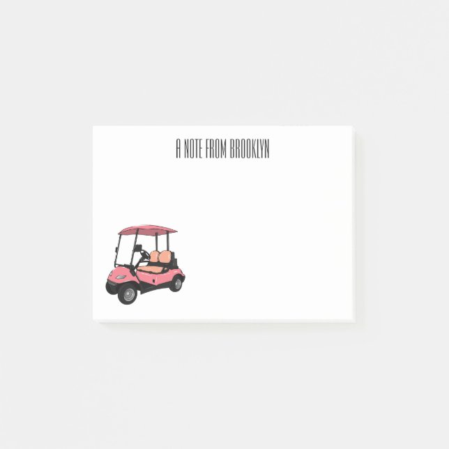 Golf cart / golf buggy cartoon illustration post-it notes (Front)